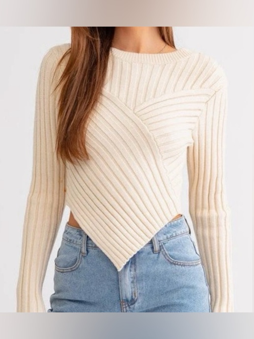 Le Lis Asymmetrical Hem Sweater Top Size Large